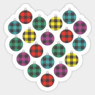 Multi Color Buffalo Plaid Christmas Ornament Filled Heart Sticker